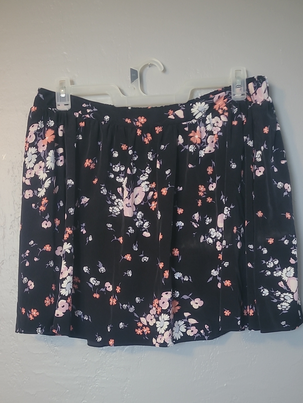 LC Lauren Conrad Black Circle Skirt with Pink & White Floral Print